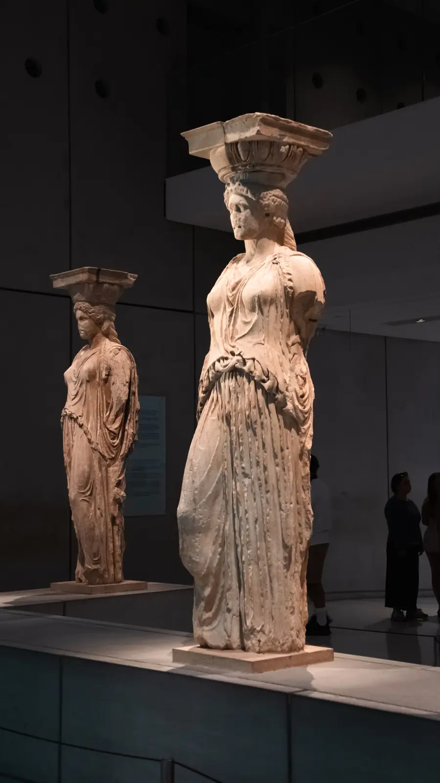 Original Caryatids displayed inside the Acropolis Museum in Athens