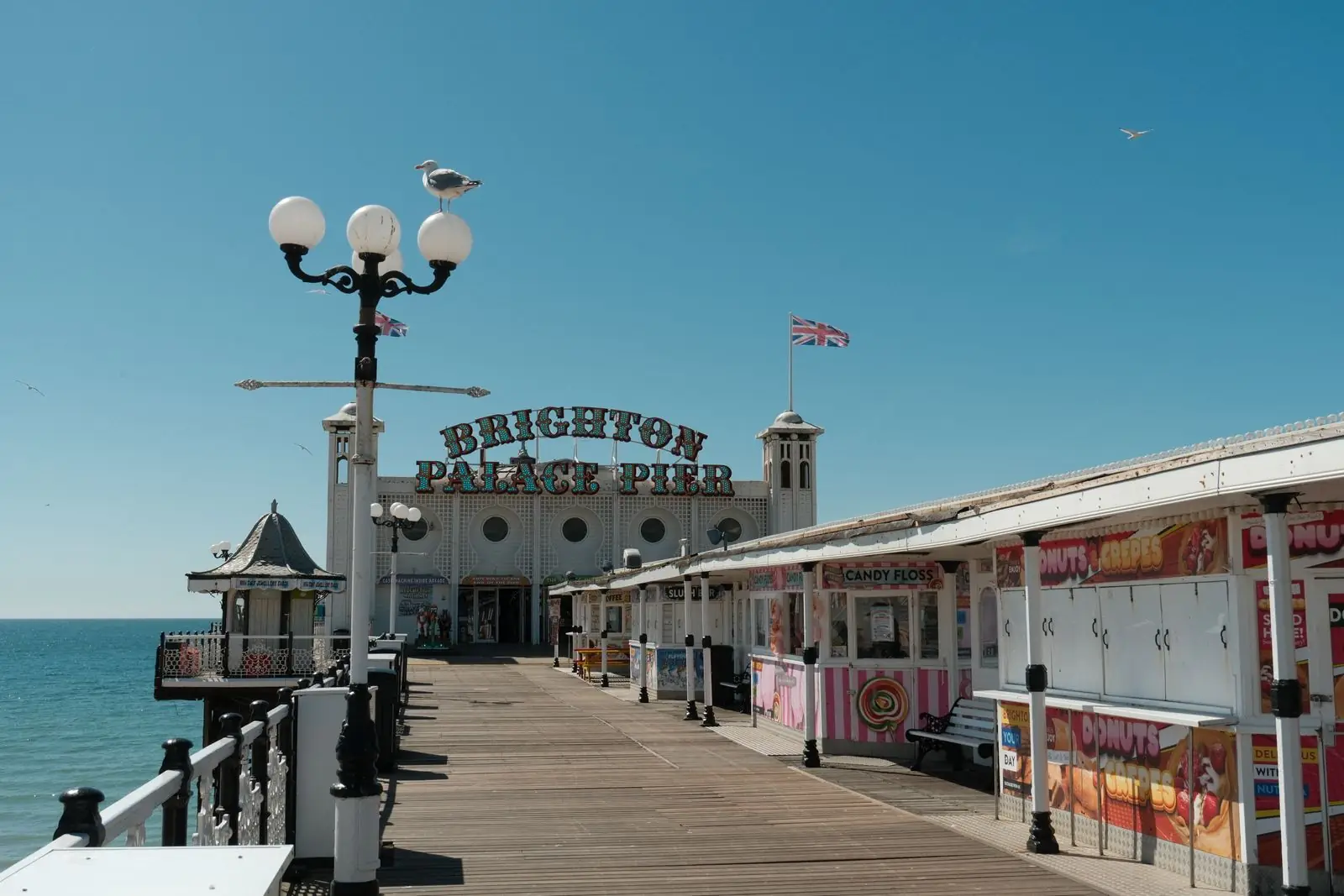 Brighton Palace Pier’s boardwalk and seaside buildings