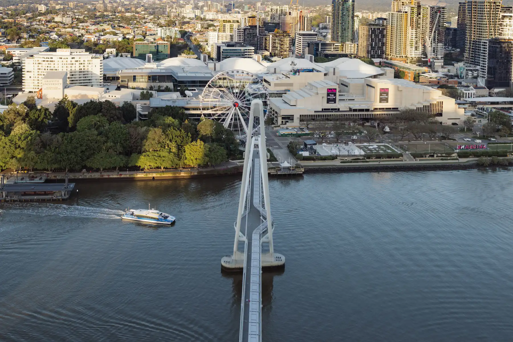 The Wheel of Brisbane and South Bank beside the Neville Bonner Bridge