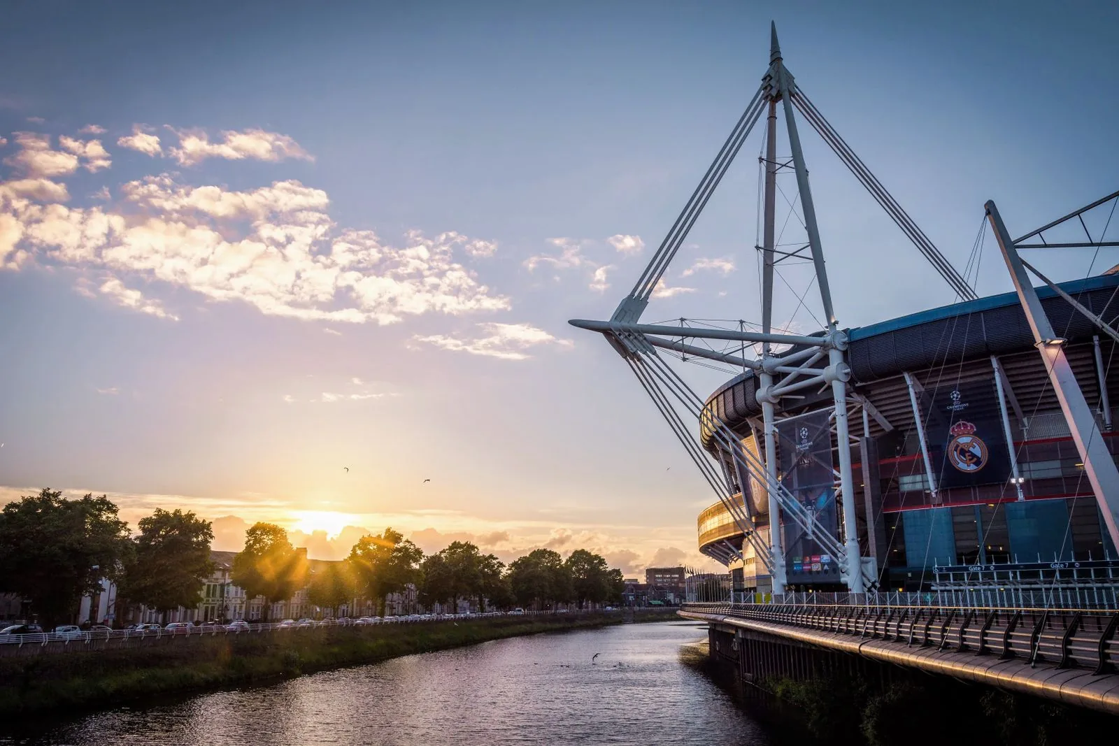 The Principality Stadium beside the River Taff in Cardiff