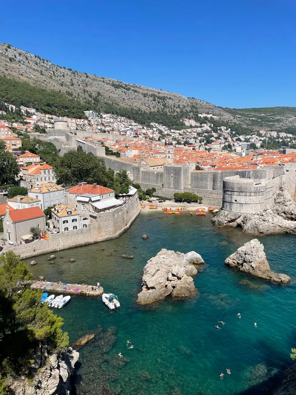 Bokar Fortress and Dubrovnik’s sea-facing walls above the western harbour