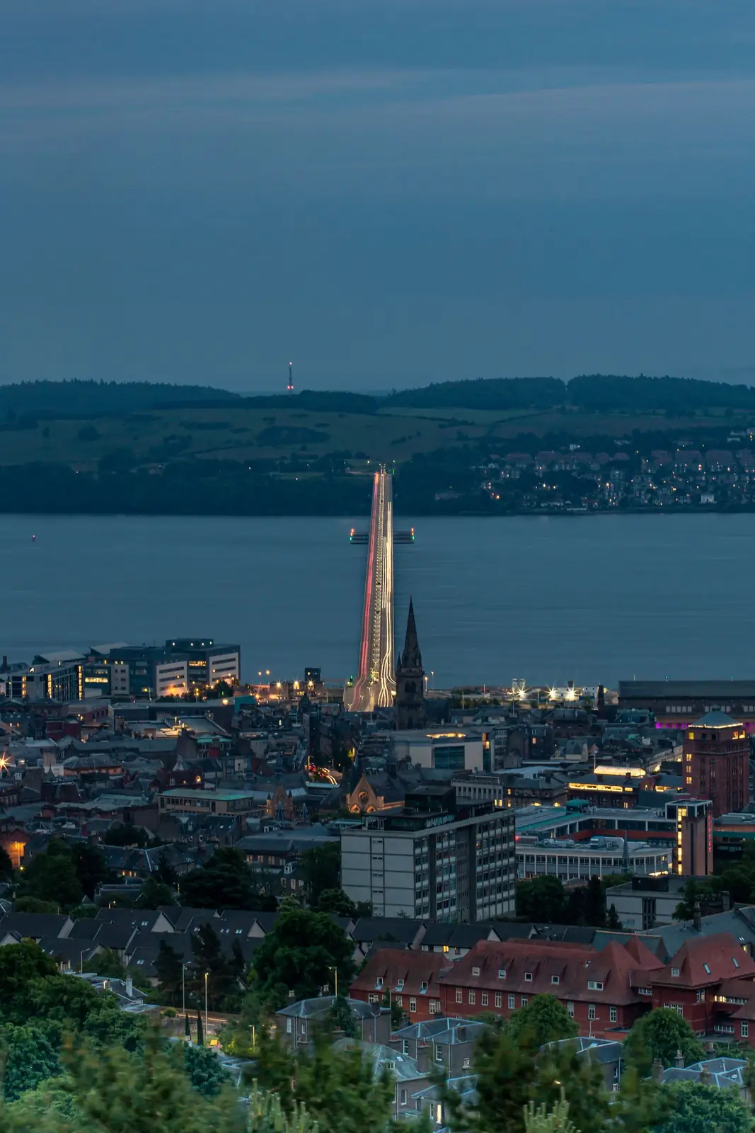 Dundee waterfront with V&A Dundee at twilight