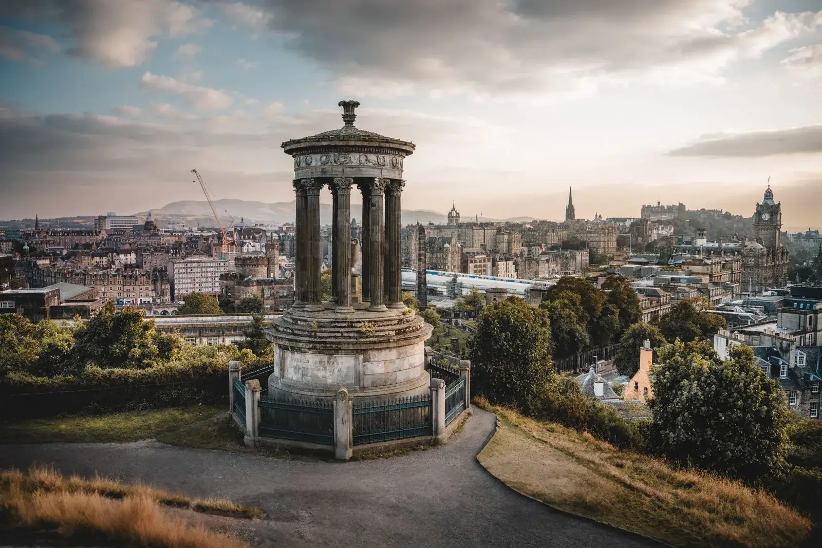 Edinburgh's historic skyline from Calton Hill at sunset