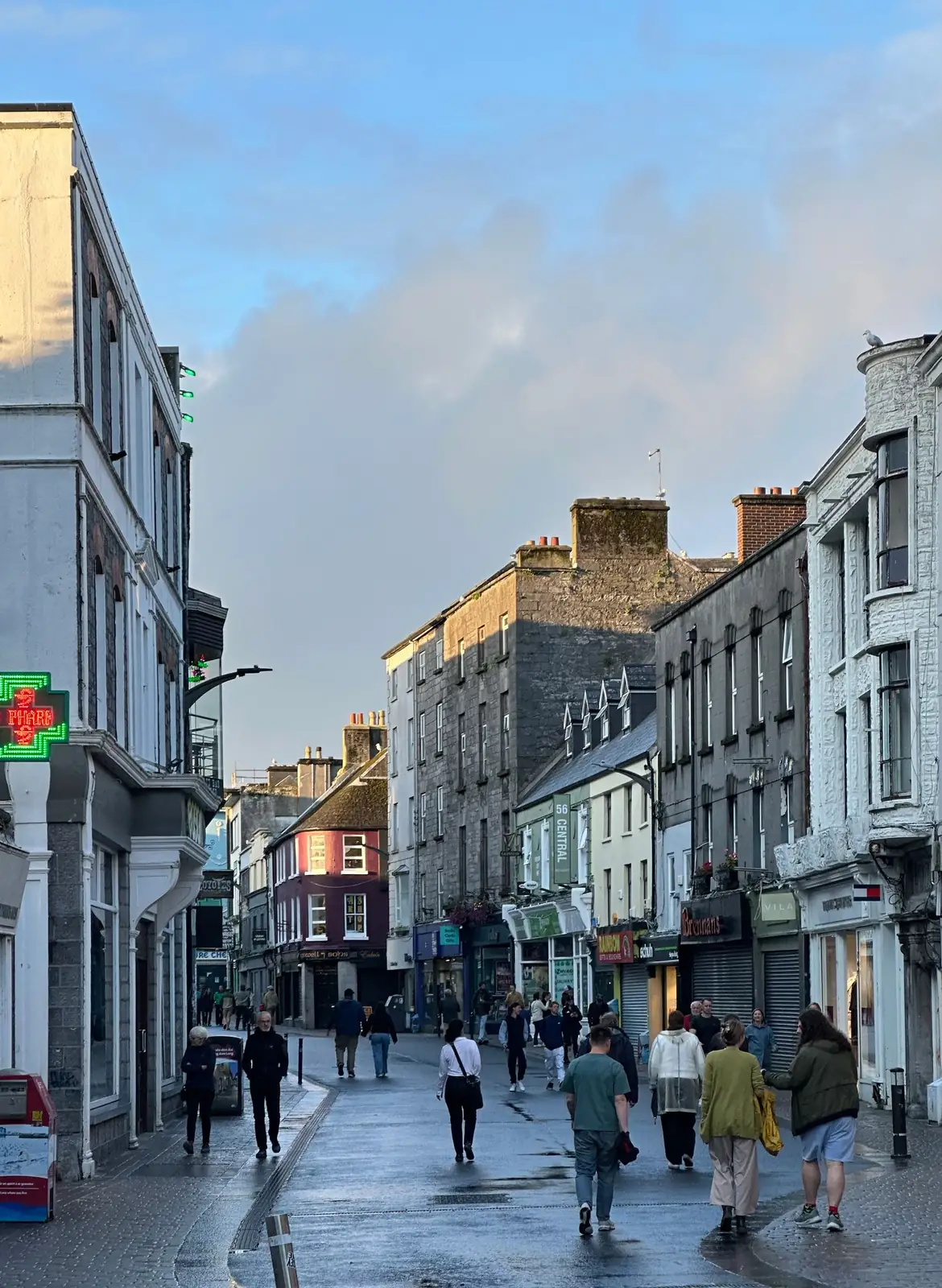 Shopfronts on a historic Galway city street