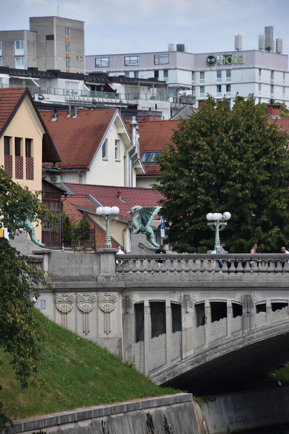 Dragon Bridge crossing the Ljubljanica in central Ljubljana