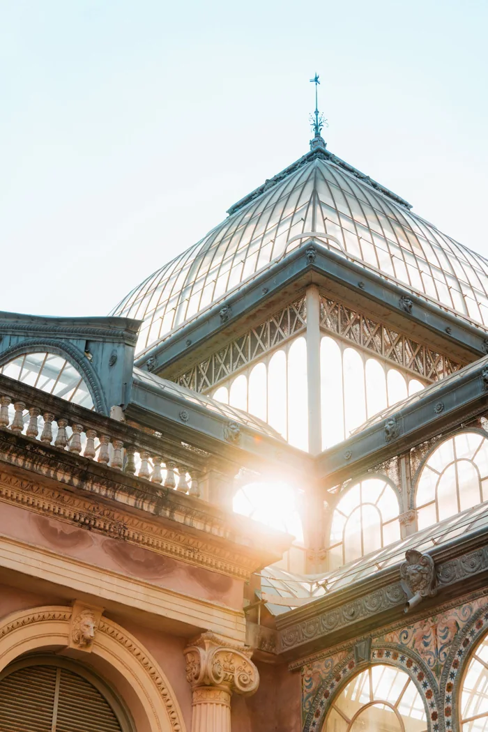 Sunlight through the glass structure of Madrid's Crystal Palace