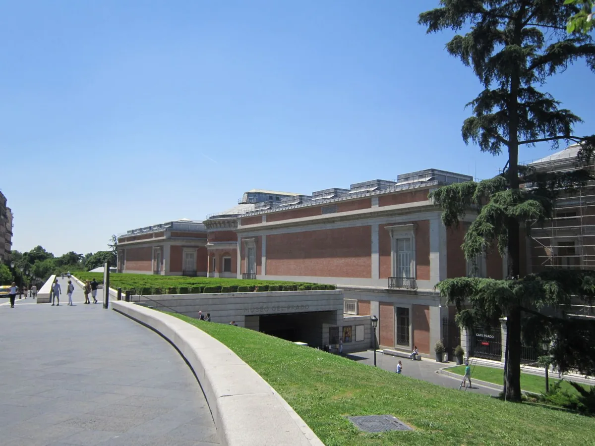 The Prado Museum exterior in Madrid on a sunny day