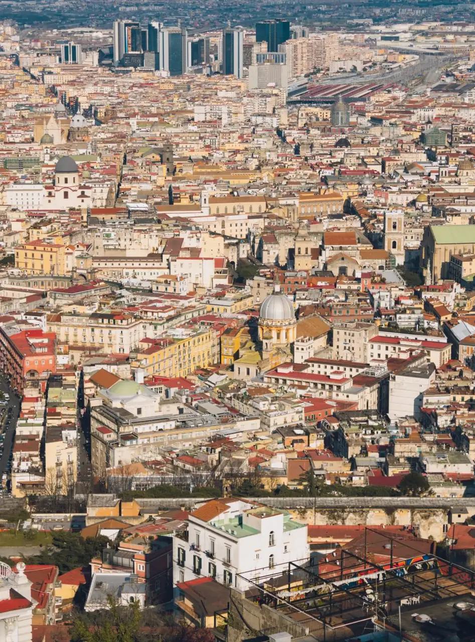 Naples’ dense historic centre and surrounding cityscape