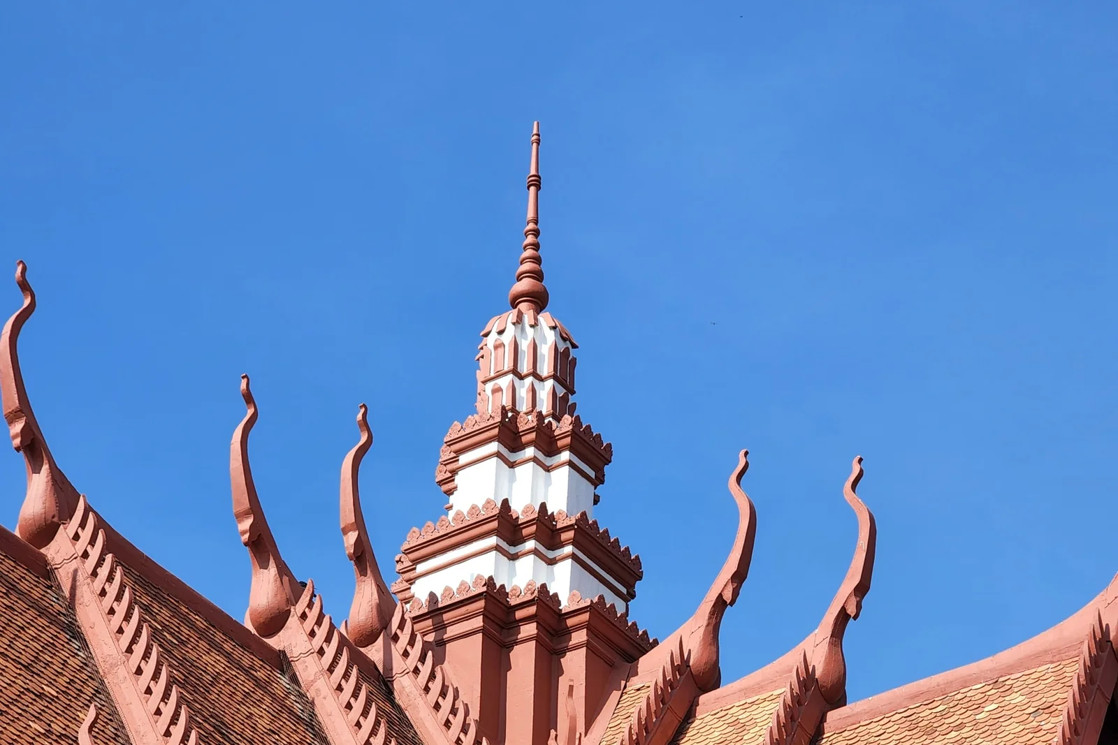A carved Khmer roofline at the National Museum of Cambodia in Phnom Penh.