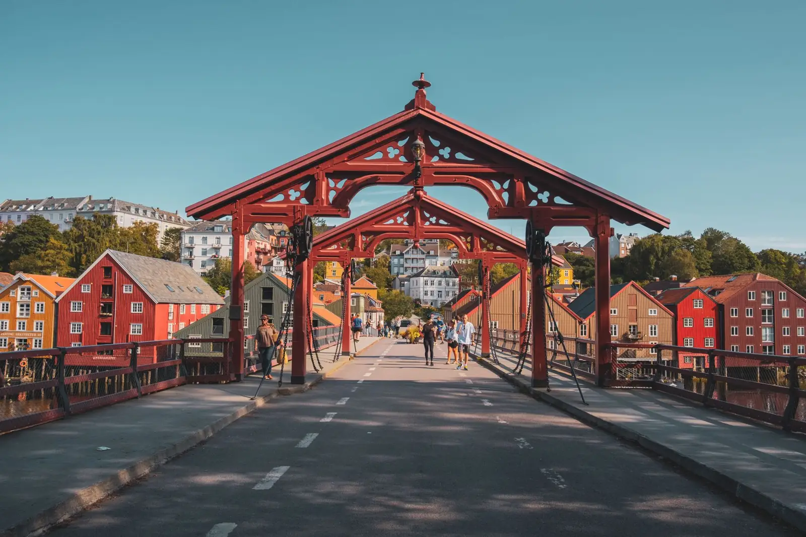The red portals of Trondheim’s Old Town Bridge