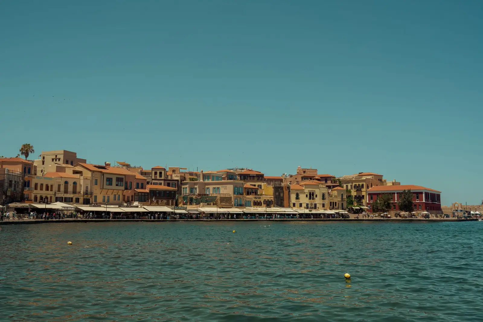 Historic buildings lining Chania’s Venetian harbour