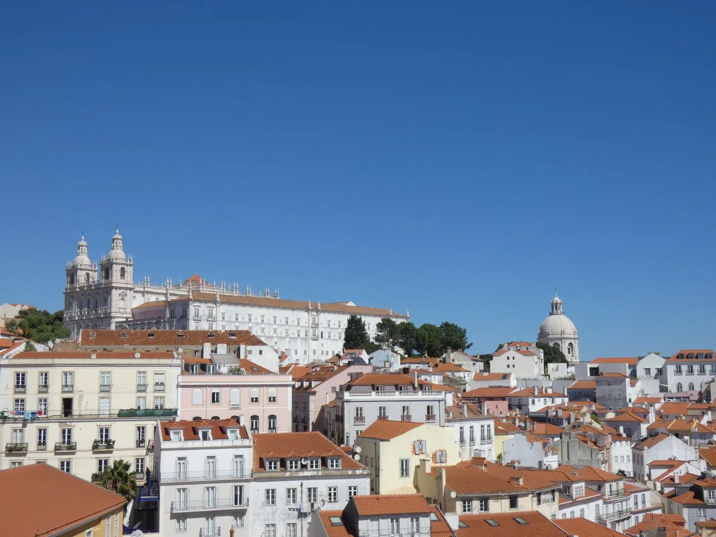 Lisbon skyline with historic buildings and red rooftops